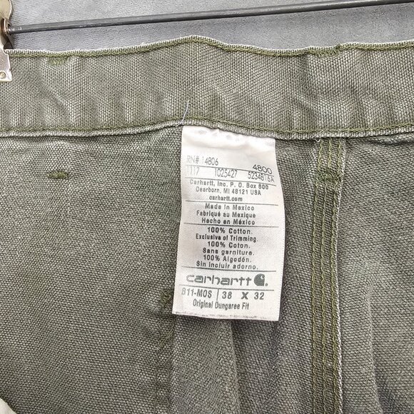 Carhartt B11 MOS Dungaree Fit Work Pants Men’s 38"x31" Moss Green  A3-28 - Picture 5 of 5